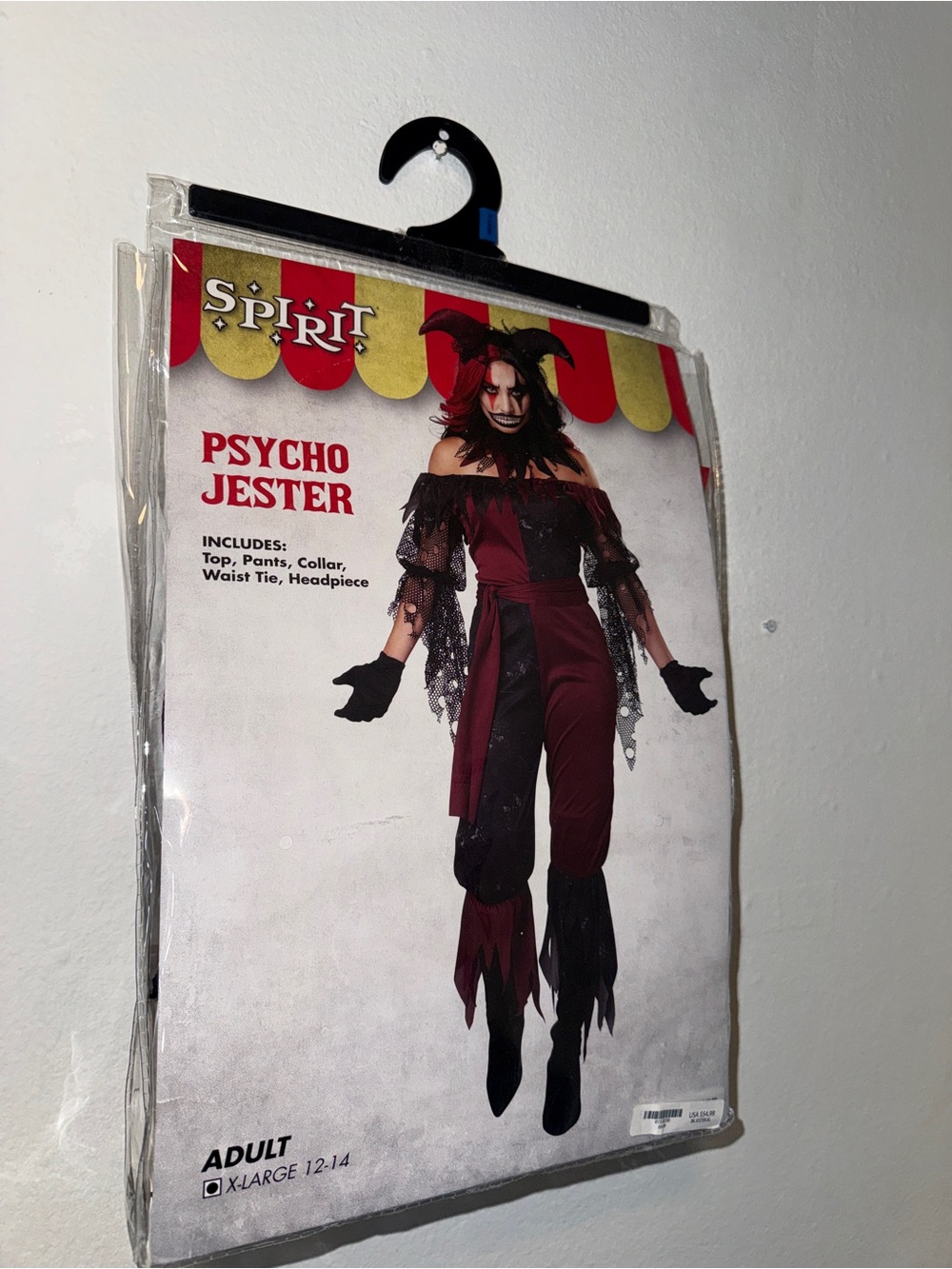 Spirit Psycho Jester Costume - Burgundy & Black